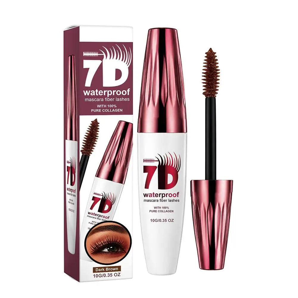 7D Volume Mascara 5ml Waterproof Smudge Proof Dark Brown Black Long Lasting Sweatproof Eye Makeup Clump Free Maskara