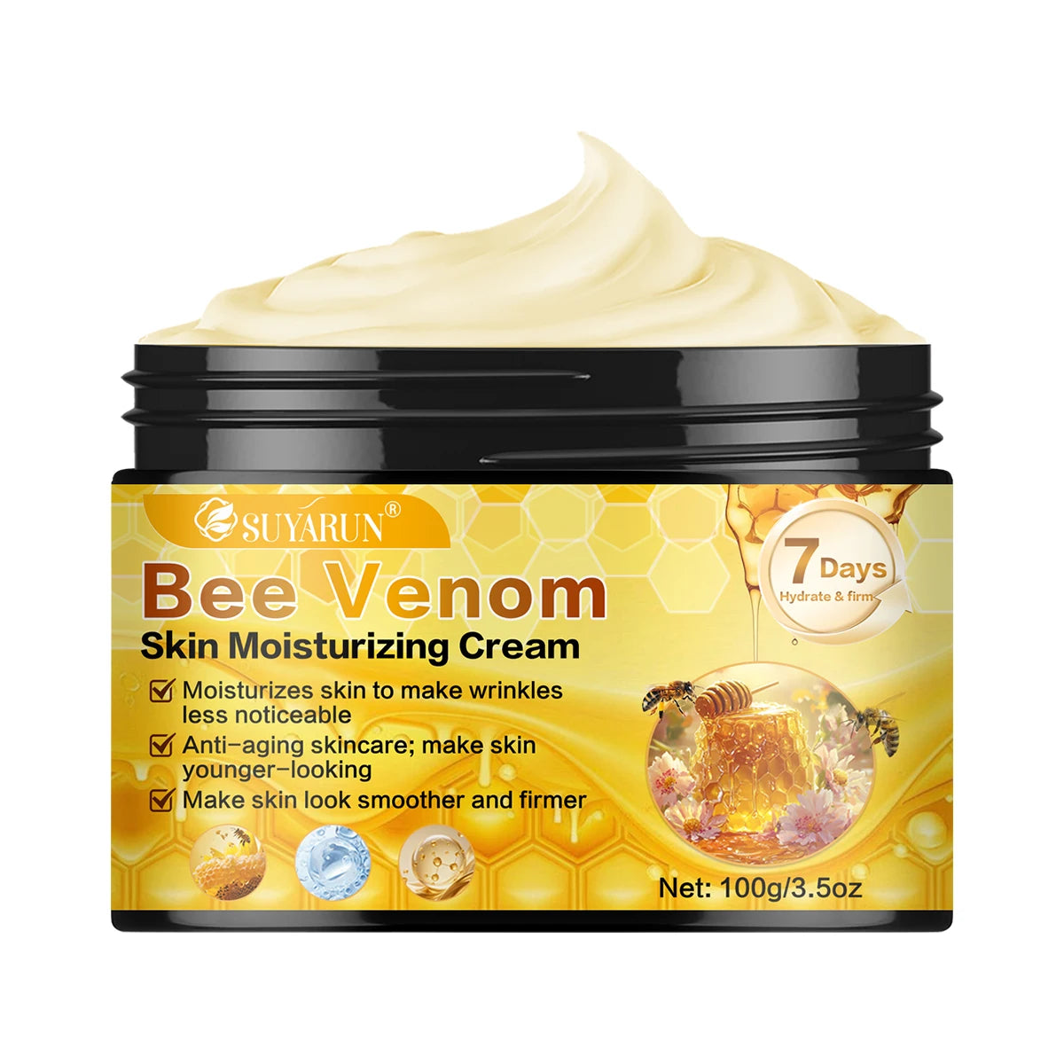 SUYARUN Bee Venom Moisturizing Cream Anti-Aging Face Care | Deep Hydration & Firming Natural Anti-Wrinkle Skincare for All Skin.