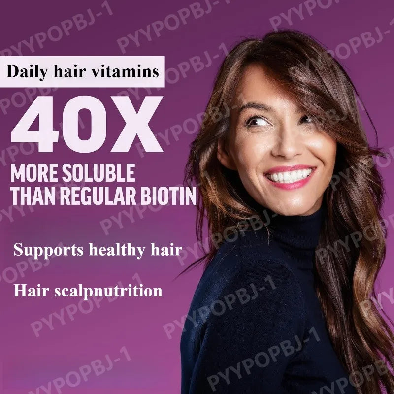 Hair Vitamin Gummies with Biotin Vitamin C E Daily Hair Care Support Nutritional Supplement Berry Flavor 60 Pieces