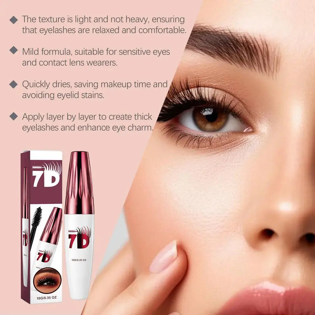 7D Volume Mascara 5ml Waterproof Smudge Proof Dark Brown Black Long Lasting Sweatproof Eye Makeup Clump Free Maskara