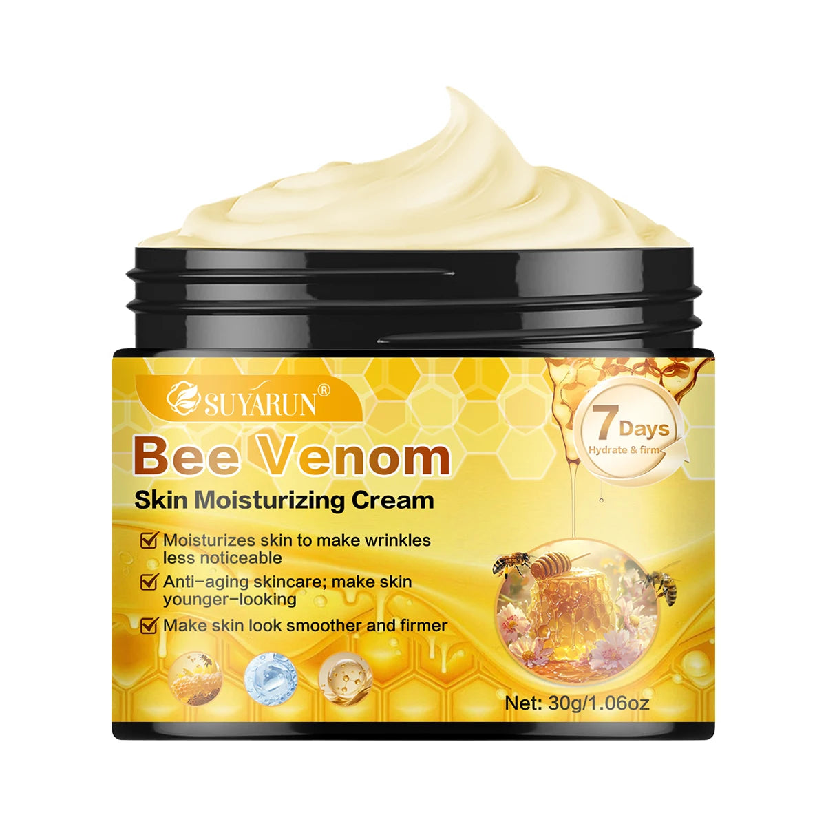 SUYARUN Bee Venom Moisturizing Cream Anti-Aging Face Care | Deep Hydration & Firming Natural Anti-Wrinkle Skincare for All Skin.