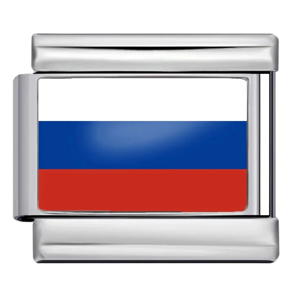 2025 New Classic World National Flags Italian Charm Link Fit 9mm Fashion Bracelet Stainless Steel for Women Men Jewelry DIY Gift