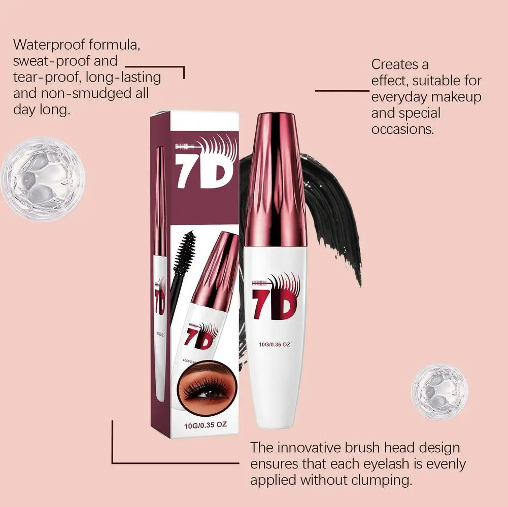 7D Volume Mascara 5ml Waterproof Smudge Proof Dark Brown Black Long Lasting Sweatproof Eye Makeup Clump Free Maskara