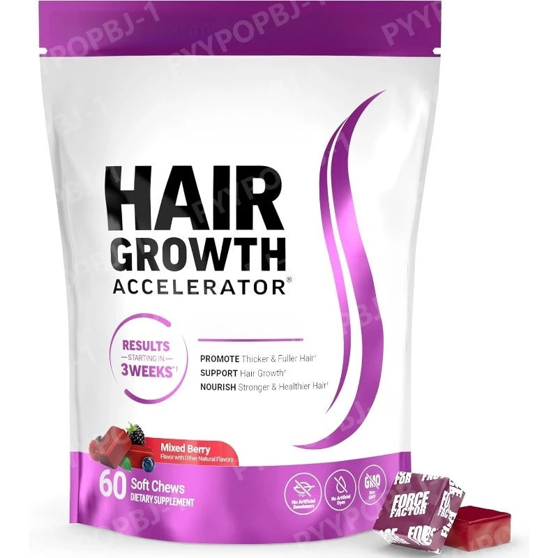 Hair Vitamin Gummies with Biotin Vitamin C E Daily Hair Care Support Nutritional Supplement Berry Flavor 60 Pieces