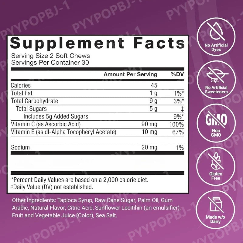 Hair Vitamin Gummies with Biotin Vitamin C E Daily Hair Care Support Nutritional Supplement Berry Flavor 60 Pieces