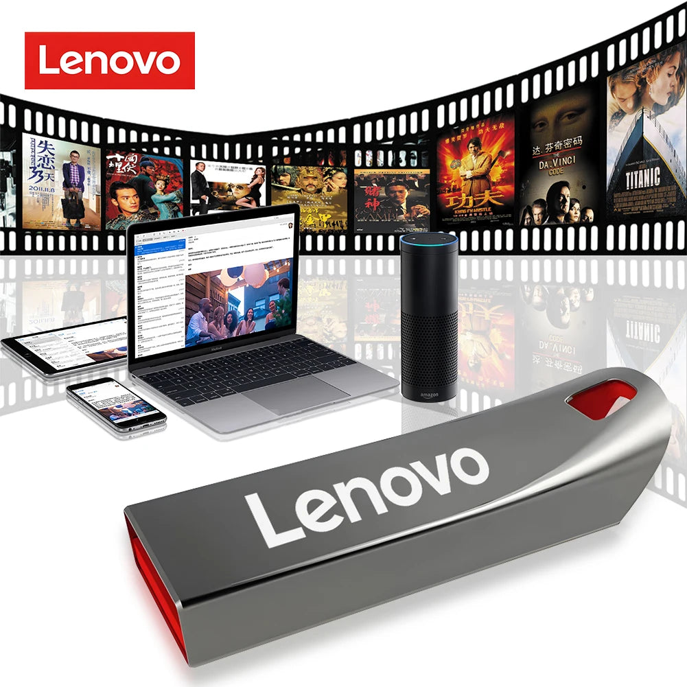 Lenovo High Speed USB 3.0 Pen Drive Portable SSD U Disk Flash Drive 512G 256G 64G Fast Data Transfer Memory Stick Network Card