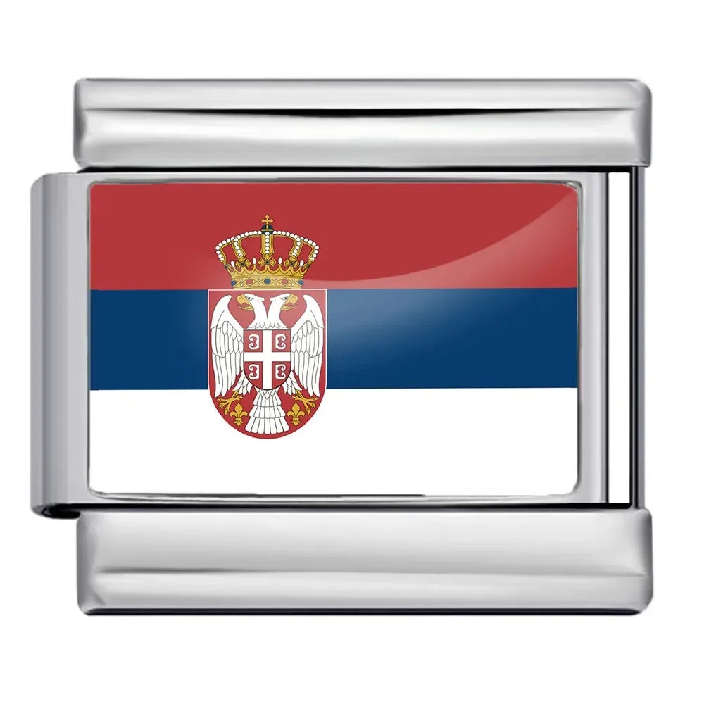 2025 New Classic World National Flags Italian Charm Link Fit 9mm Fashion Bracelet Stainless Steel for Women Men Jewelry DIY Gift