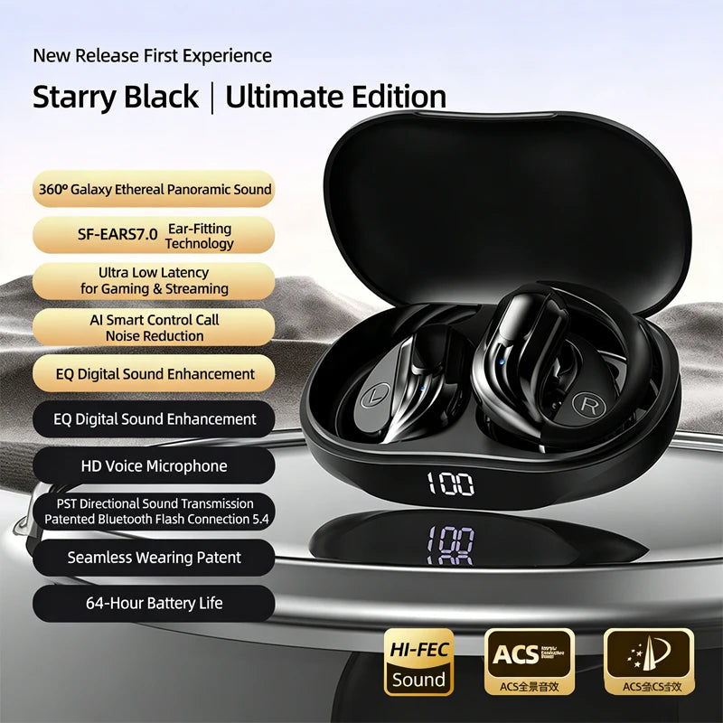 Lenovo Wireless Headphones Q13 Bluetooth 5.3 Earphones True with Mic Button Control Noise Reduction Earhooks Waterproof Headset