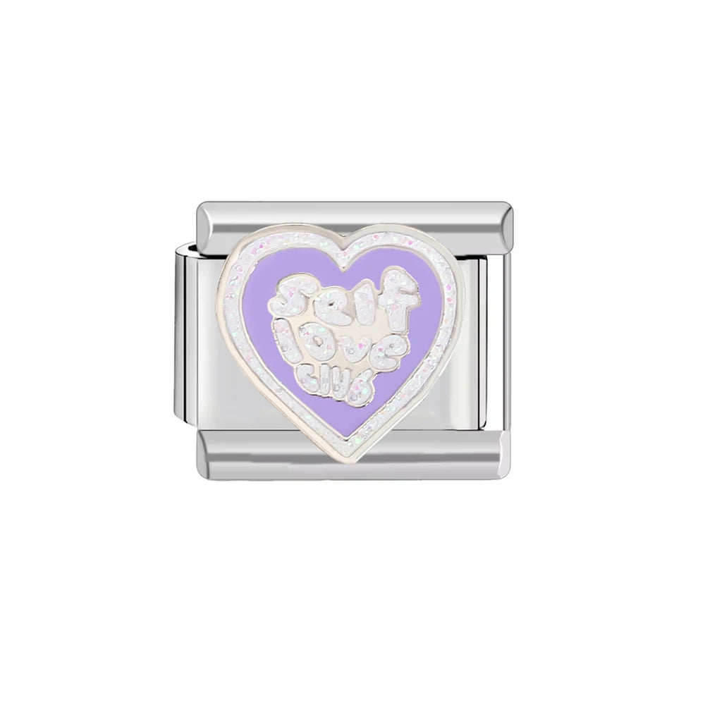 Italian Charm Stainless Steel Bracelet 9mm Diy Blue Ocean Series /Purple Color Series