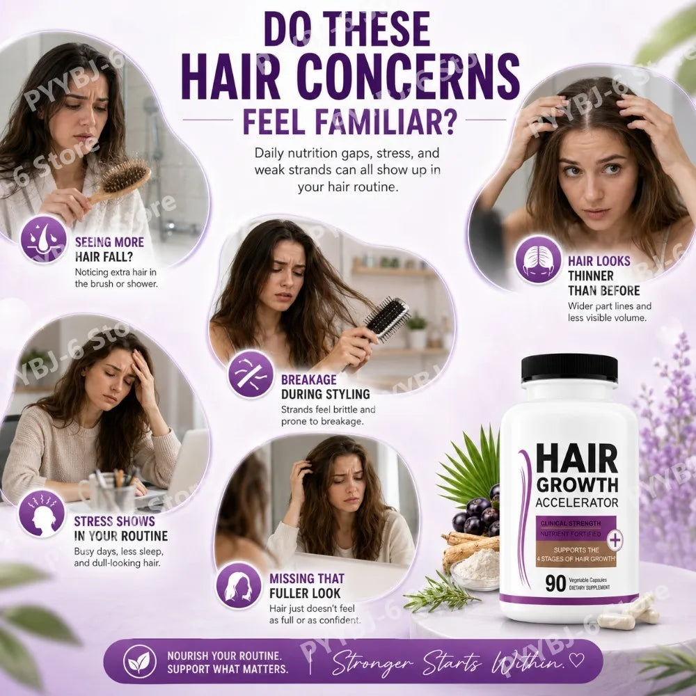 Hair Growth Support Capsules with Biotin Collagen Saw Palmetto Horsetail Zinc for Stronger Hair Daily Beauty Supplement 90 Count