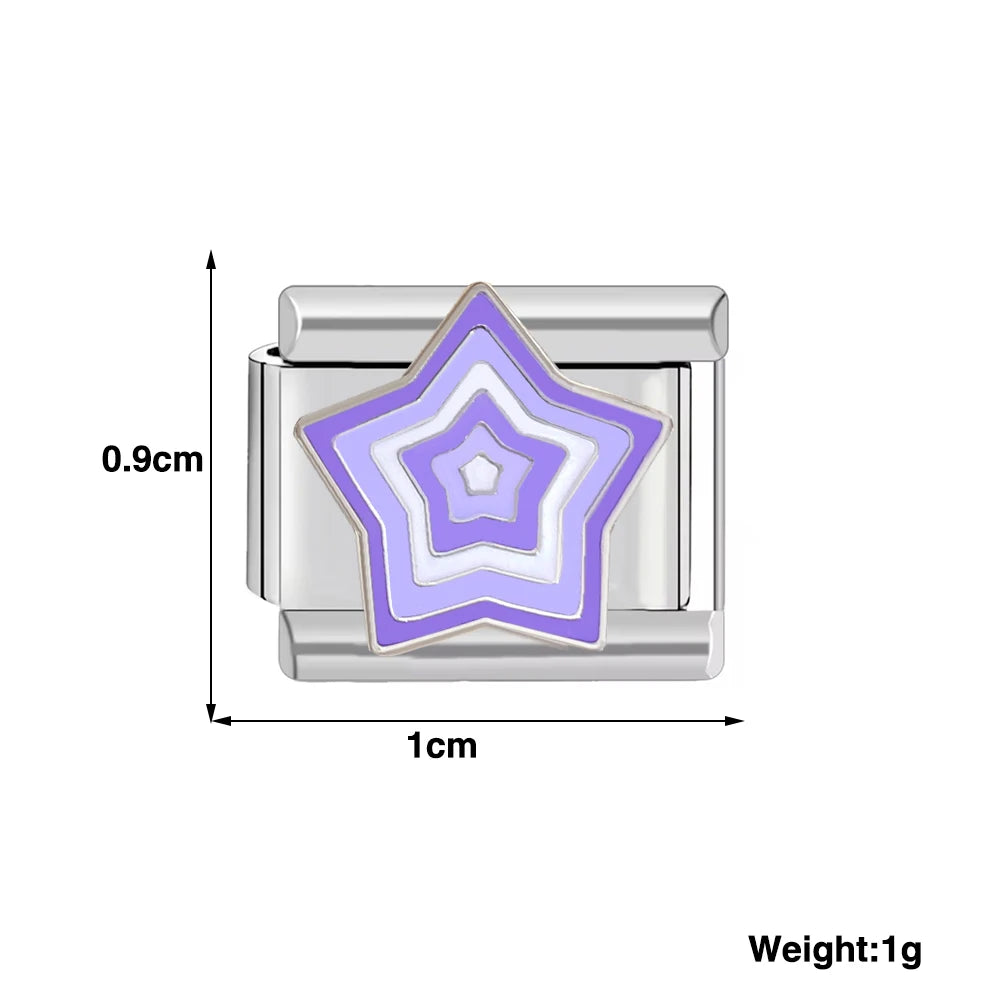 Italian Charm Stainless Steel Bracelet 9mm Diy Blue Ocean Series /Purple Color Series
