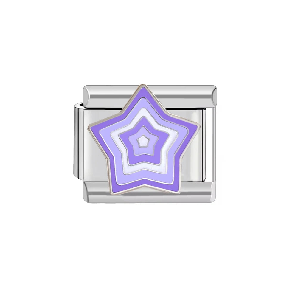 Italian Charm Stainless Steel Bracelet 9mm Diy Blue Ocean Series /Purple Color Series